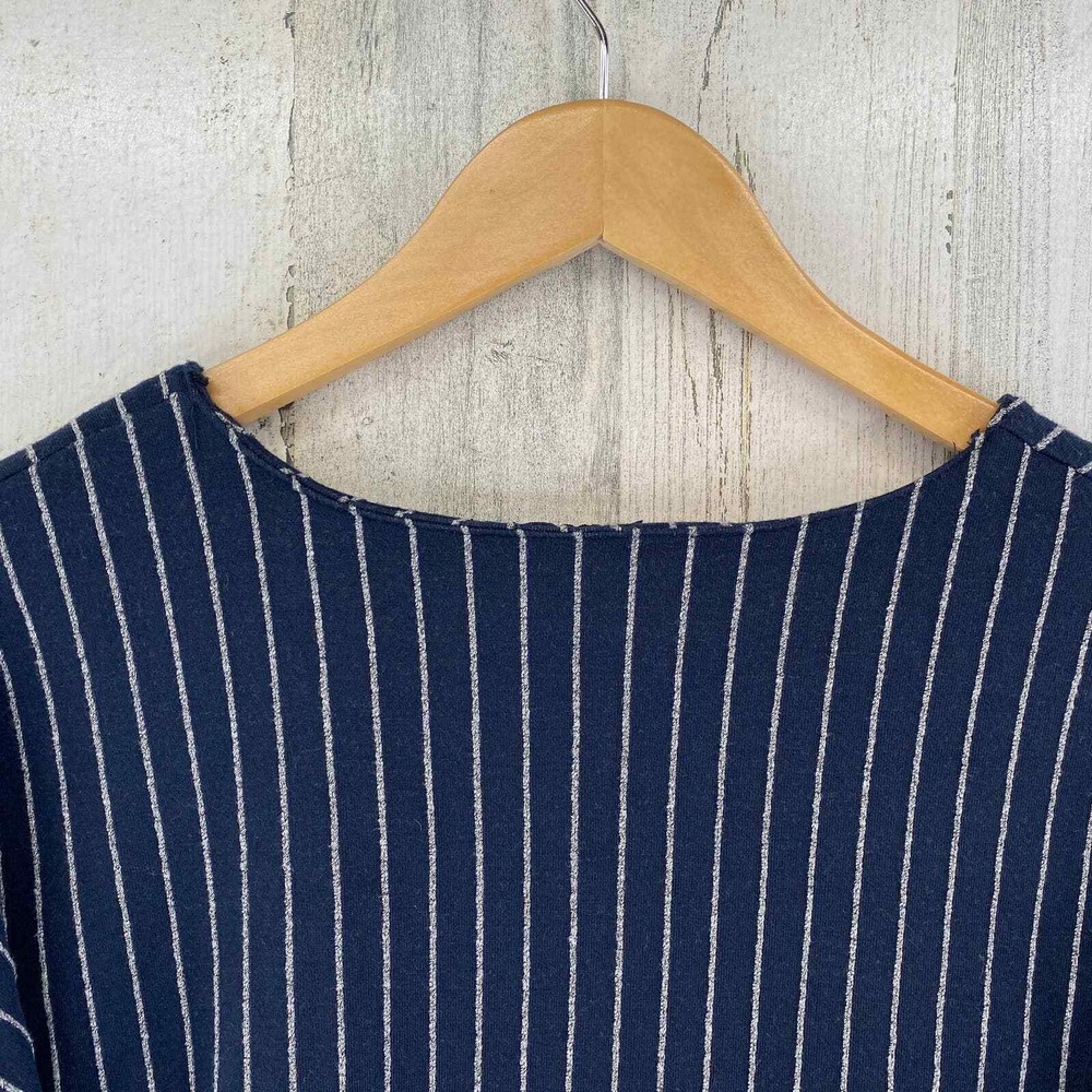 ZARA Shift Dress Womens Medium Blue Gray Pinstripe Knit Pullover - Picture 5 of 11